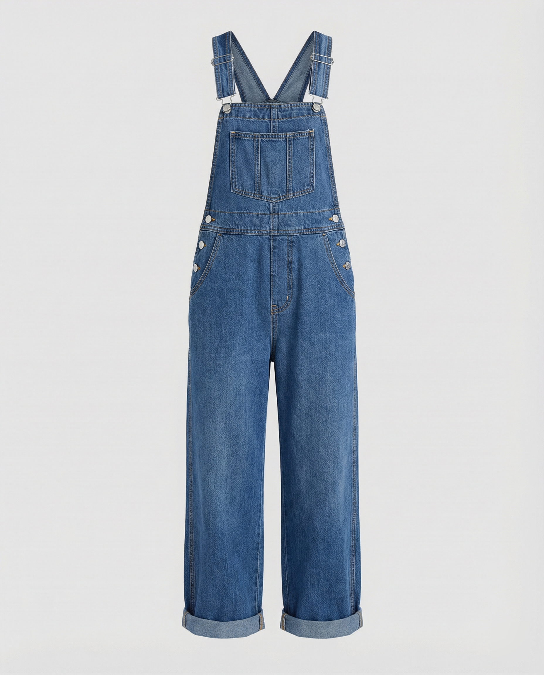 Peto vaquero oversize con bolsillos y tirantes ajustables para mujer - Valmira
