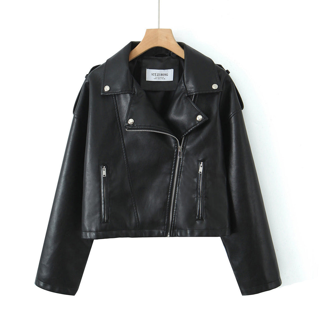 Chaqueta biker para mujer de corte corto recto - Selmira