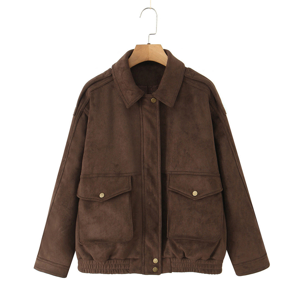 Chaqueta vintage de mujer efecto ante con bolsillos - Darsina