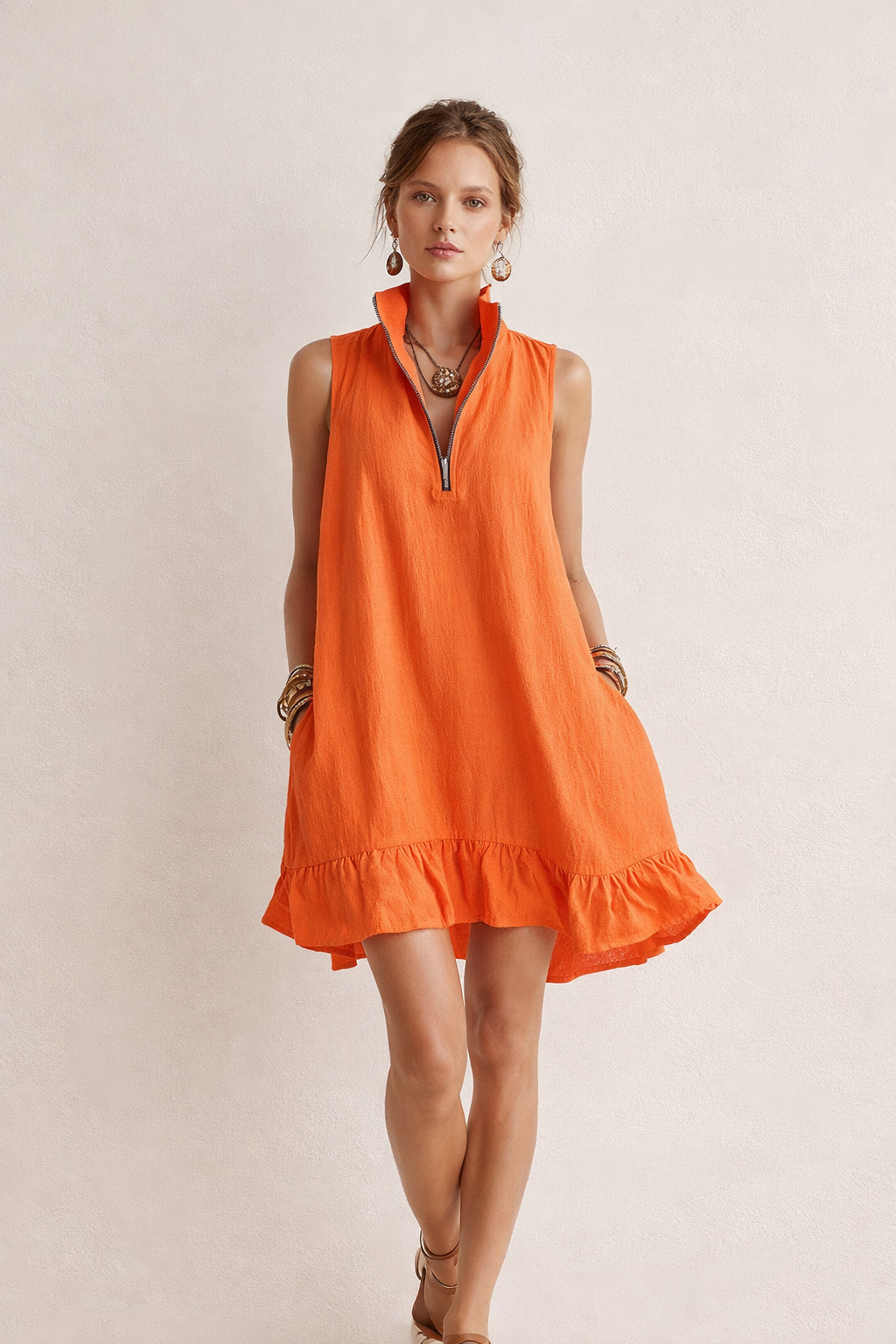 Minivestido sin mangas con cremallera frontal para el verano casual - Susanna