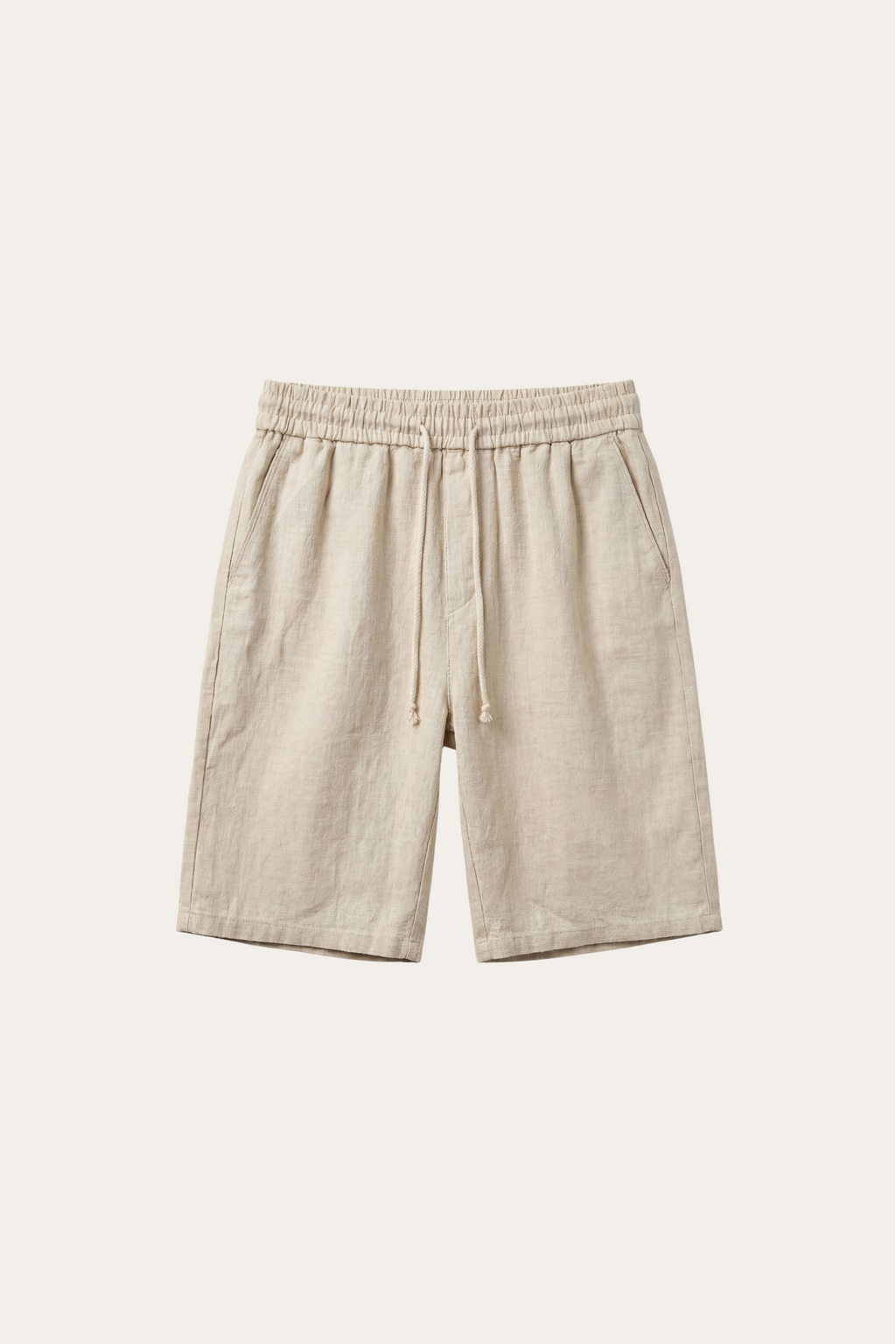 Pantalón corto de lino con cintura elástica y cordón ajustable para hombre - Lecce