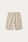 Pantalón corto de lino con cintura elástica y cordón ajustable para hombre - Lecce