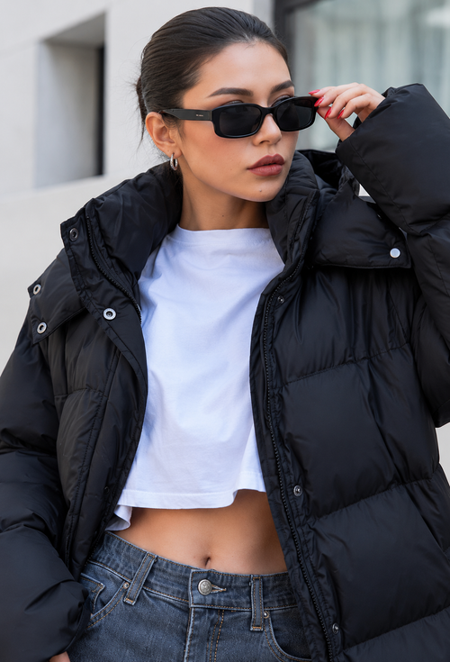 Abrigo acolchado largo mujer oversize capucha cuello alto por debajo rodilla invierno - Selma