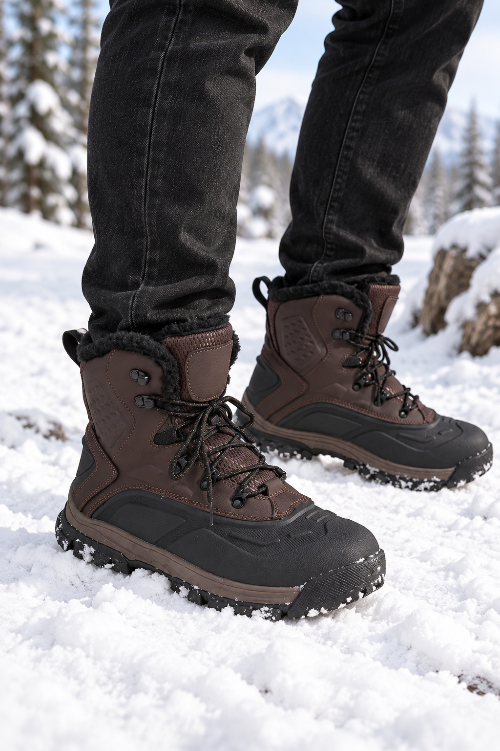 Botas nieve hombre caña alta cordones metálicos suela dentada outdoor invierno - Vardek