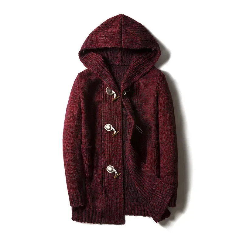 Cardigan de punto tupido con caperuza para hombre - Marlow