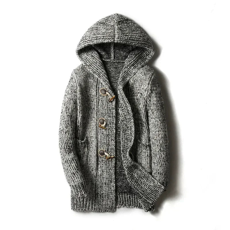 Cardigan de punto tupido con caperuza para hombre - Marlow