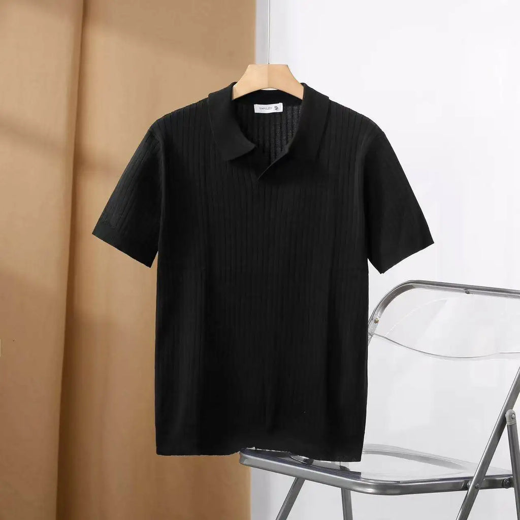 Polo para hombre ajuste slim con textura vertical y cuello abierto - Darel
