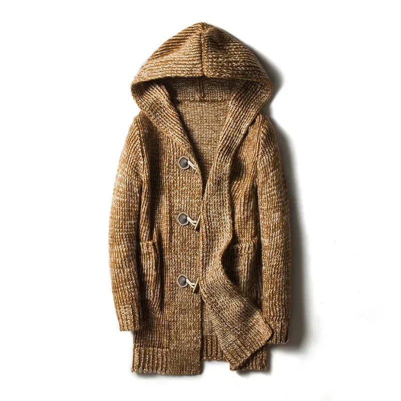 Cardigan de punto tupido con caperuza para hombre - Marlow