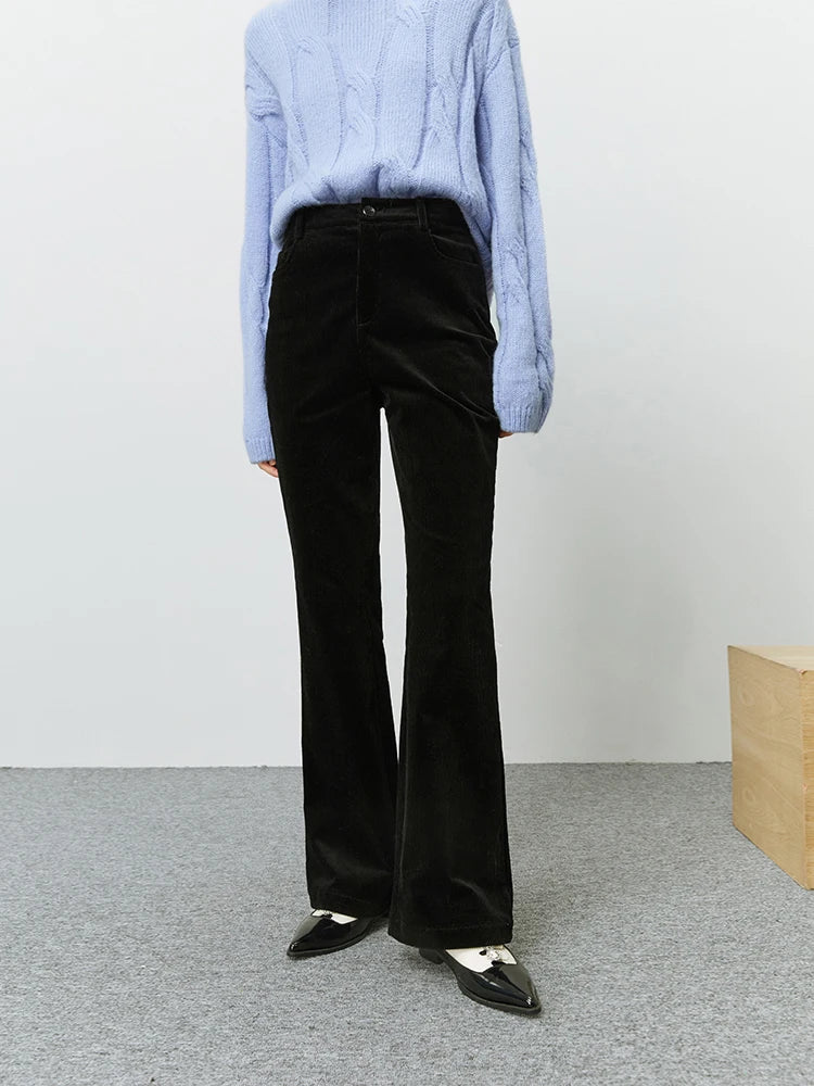 Pantalón de pana recto mujer