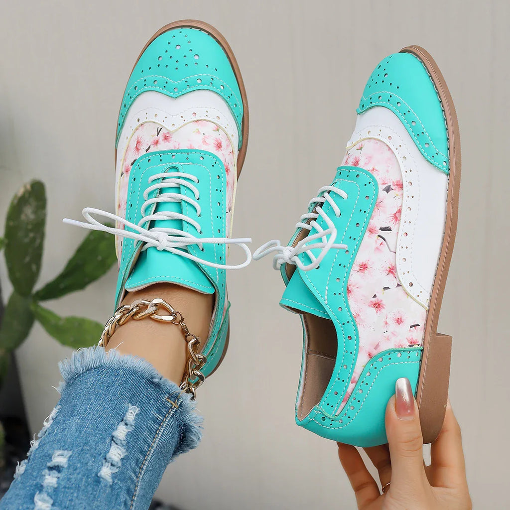 Zapatos oxford multicolor con acabado brillante para mujer - Aurora