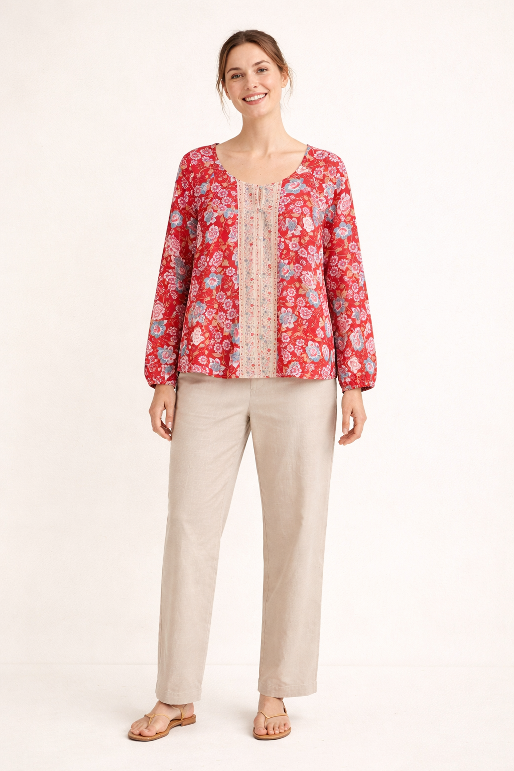 Blusa de manga larga con estampado floral para mujer - Matilde