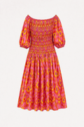 Vestido largo con hombros al descubierto y cuerpo fruncido para mujer - Anna