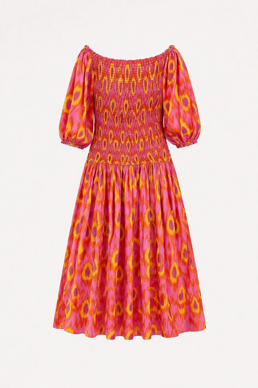 Vestido largo con hombros al descubierto y cuerpo fruncido para mujer - Anna