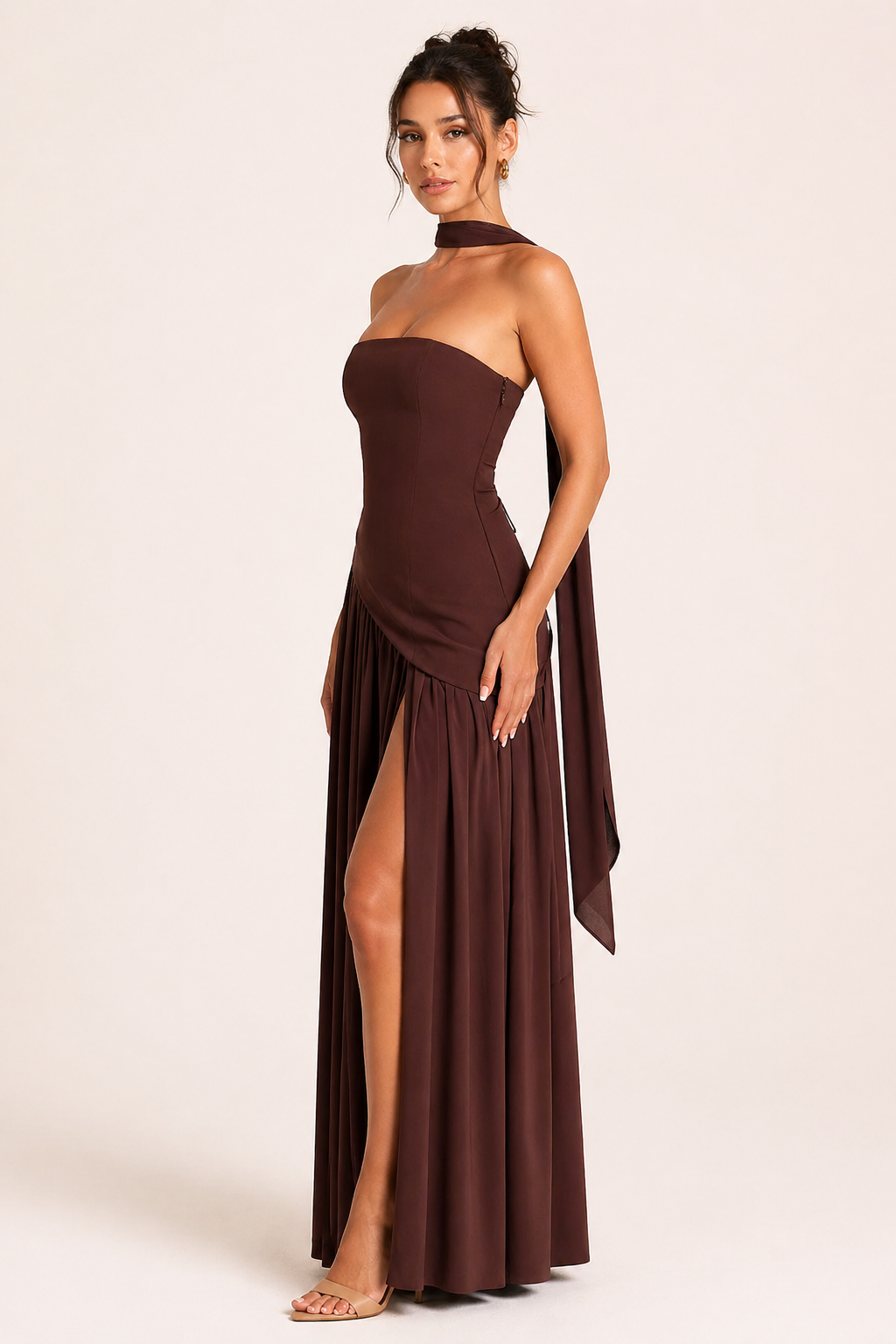 Vestido largo mujer abertura alta elegante fiesta - Nicole