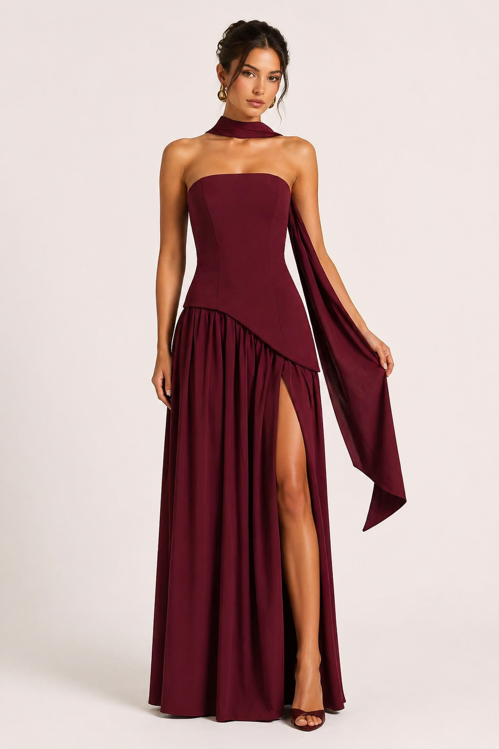 Vestido largo mujer abertura alta elegante fiesta - Nicole