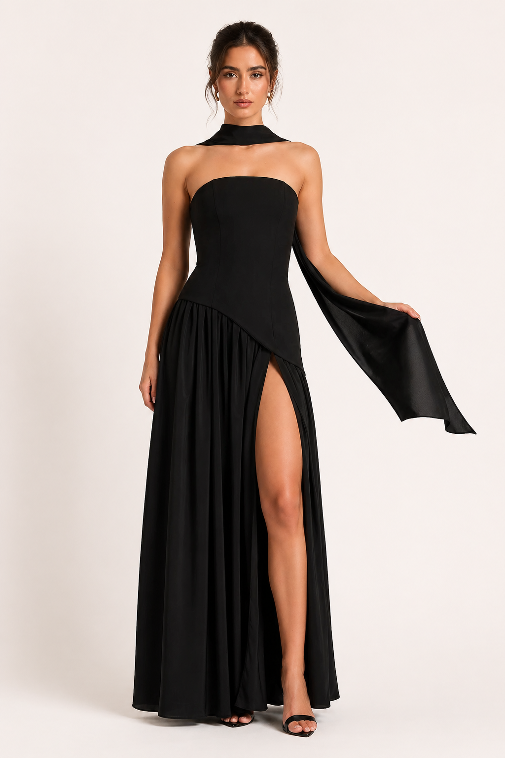 Vestido largo mujer abertura alta elegante fiesta - Nicole