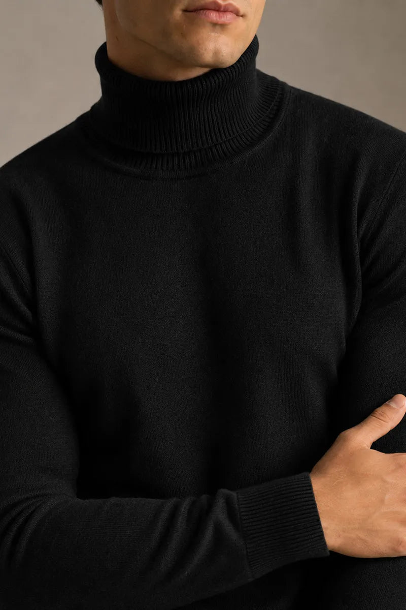 Jersey hombre cuello vuelto slim fit punto liso silueta definida elegante - Caspar