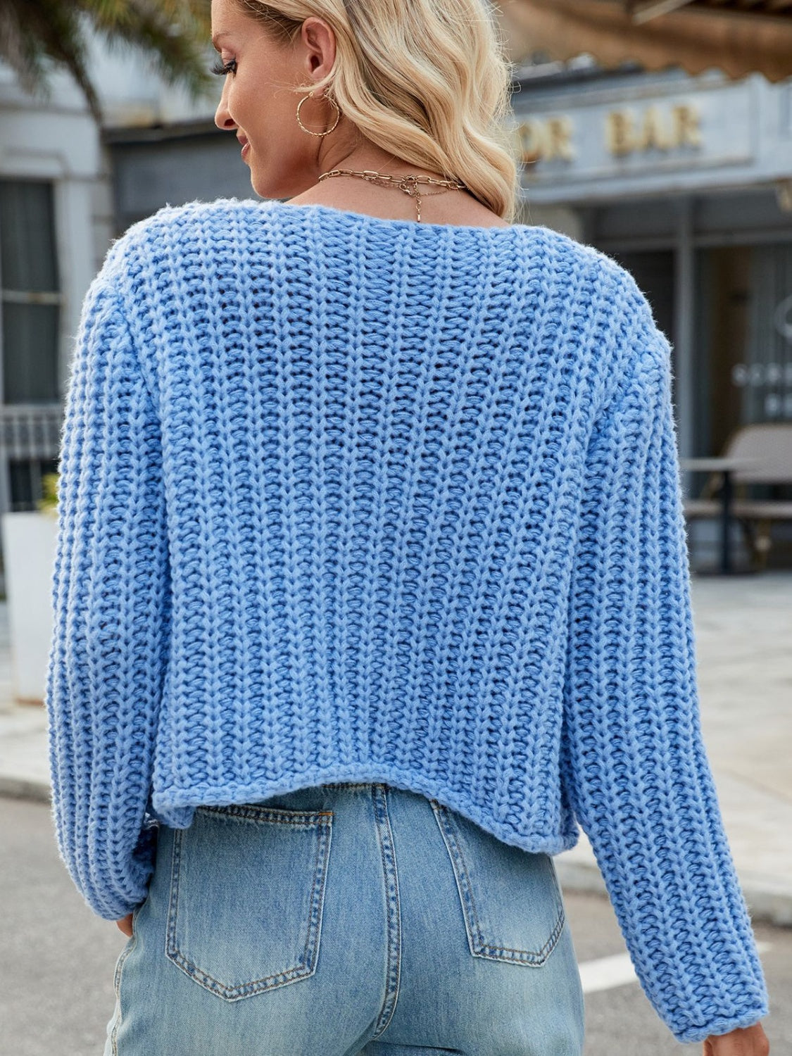 Arleth - Cárdigan con cuello redondo, botonadura y bolsillos