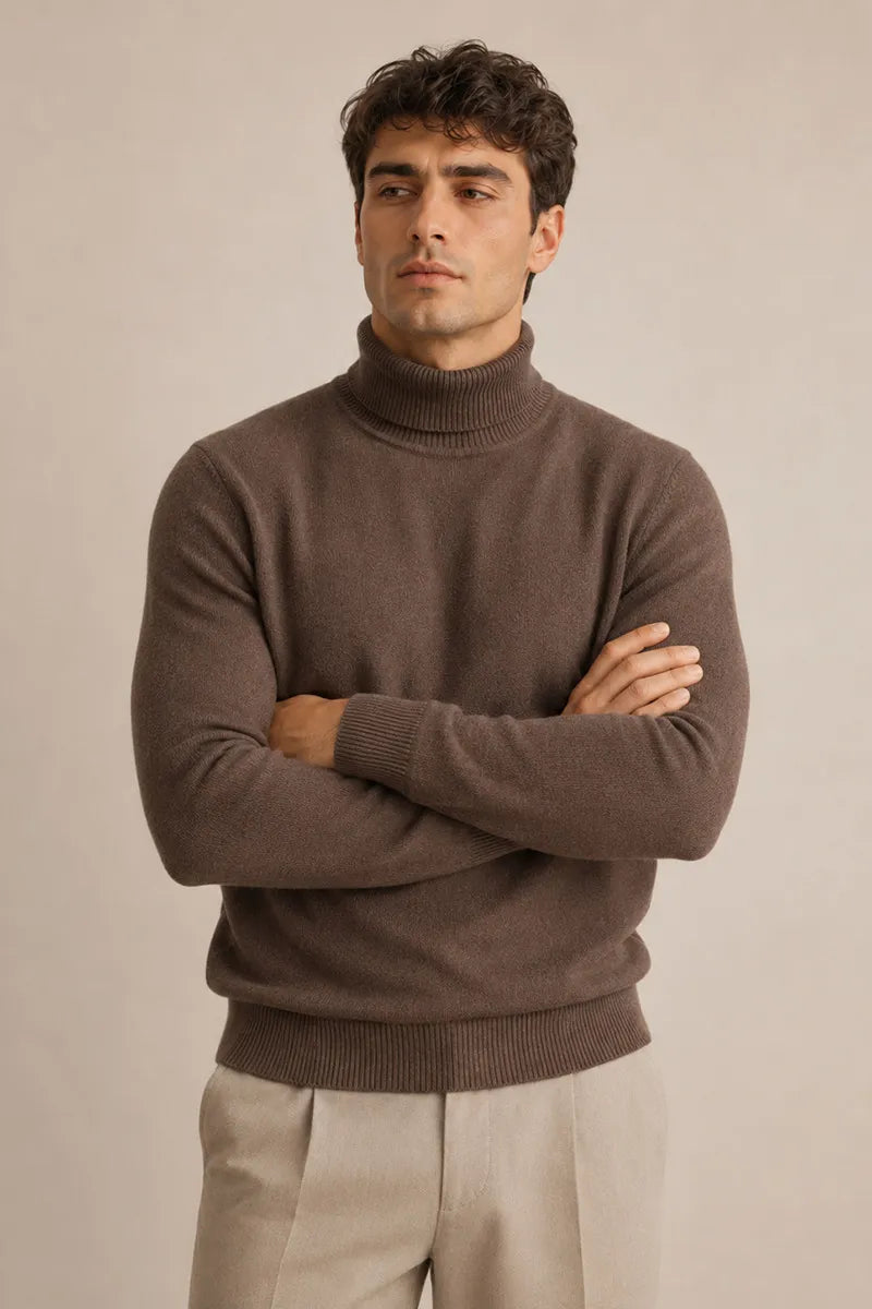 Jersey hombre cuello vuelto slim fit punto liso silueta definida elegante - Caspar