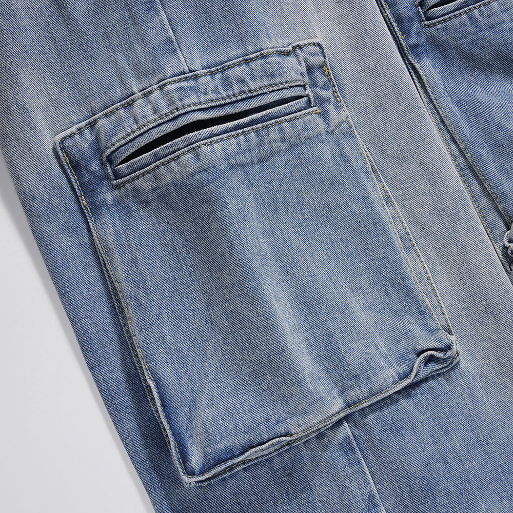 Jeans cargo rectos utilitarios para hombre - Falko