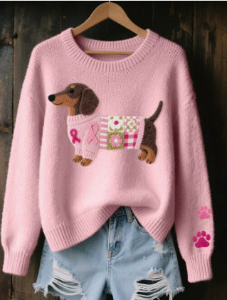 Sin marca jersey mujer cuello redondo manga larga diseño gráfico frontal recto largo estándar