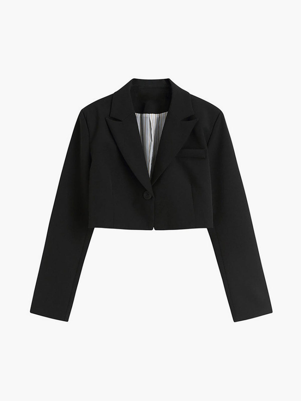 Blazer cropped mujer estilo sastre corte recto un botón solapas cintura - Selina