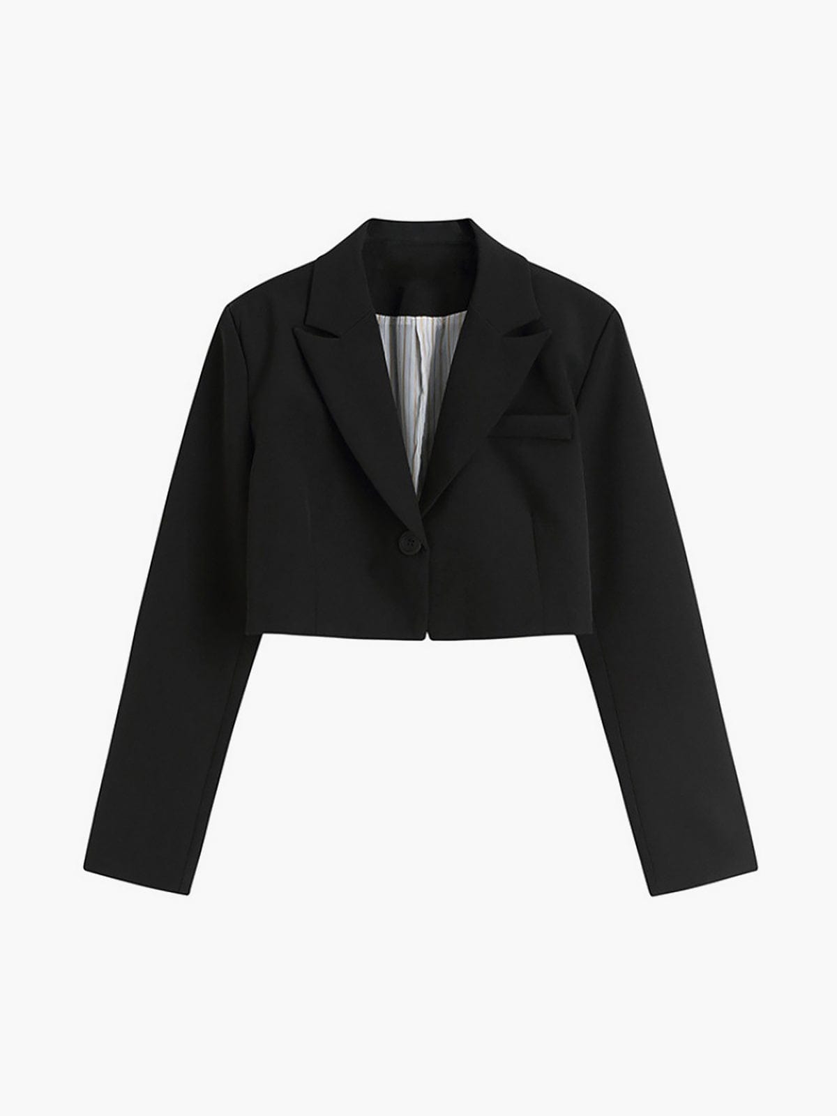 Blazer cropped mujer estilo sastre corte recto un botón solapas cintura - Selina