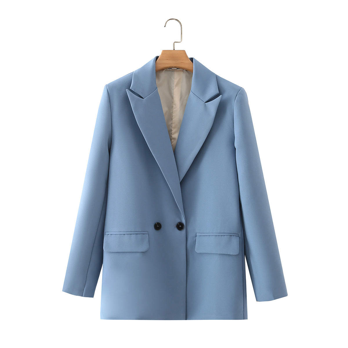 Blazer cruzada mujer corte recto solapas pico manga larga clásica elegante - Greta