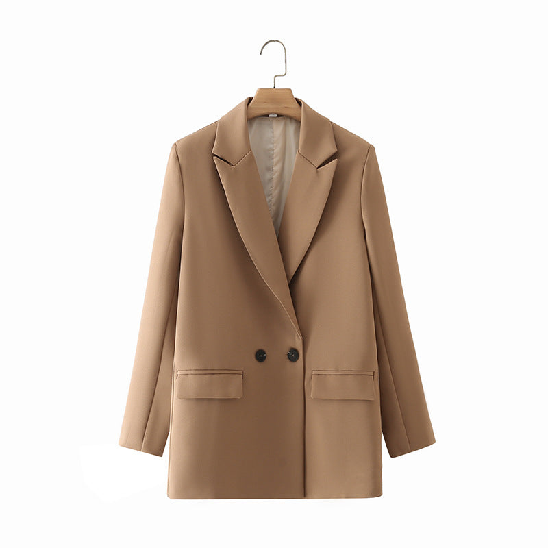 Blazer cruzada mujer corte recto solapas pico manga larga clásica elegante - Greta