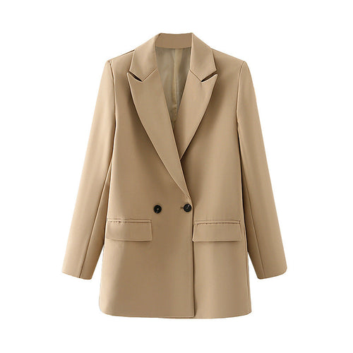Blazer cruzada mujer corte recto solapas pico manga larga clásica elegante - Greta