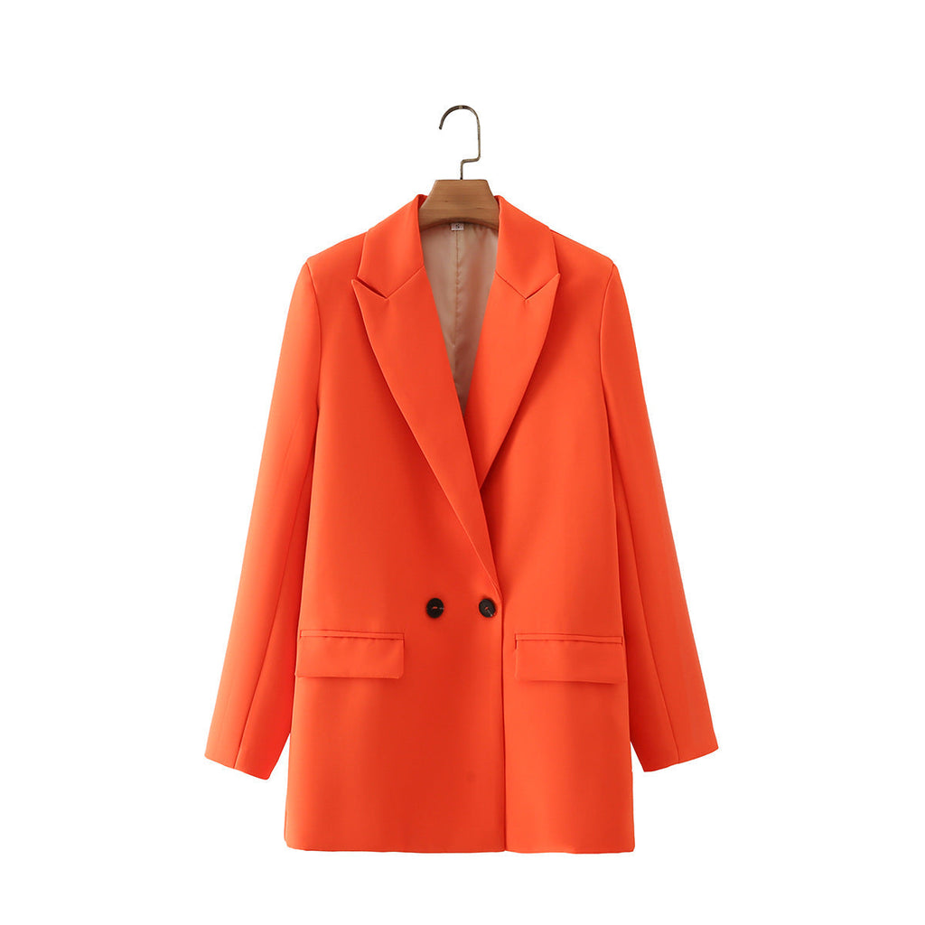 Blazer cruzada mujer corte recto solapas pico manga larga clásica elegante - Greta