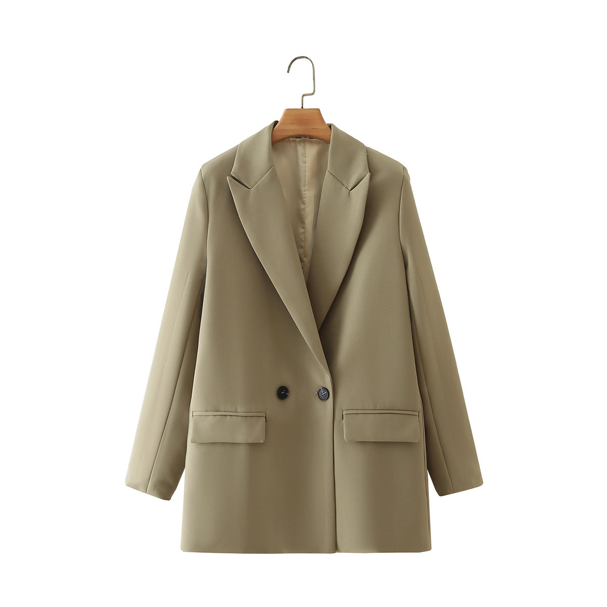 Blazer cruzada mujer corte recto solapas pico manga larga clásica elegante - Greta