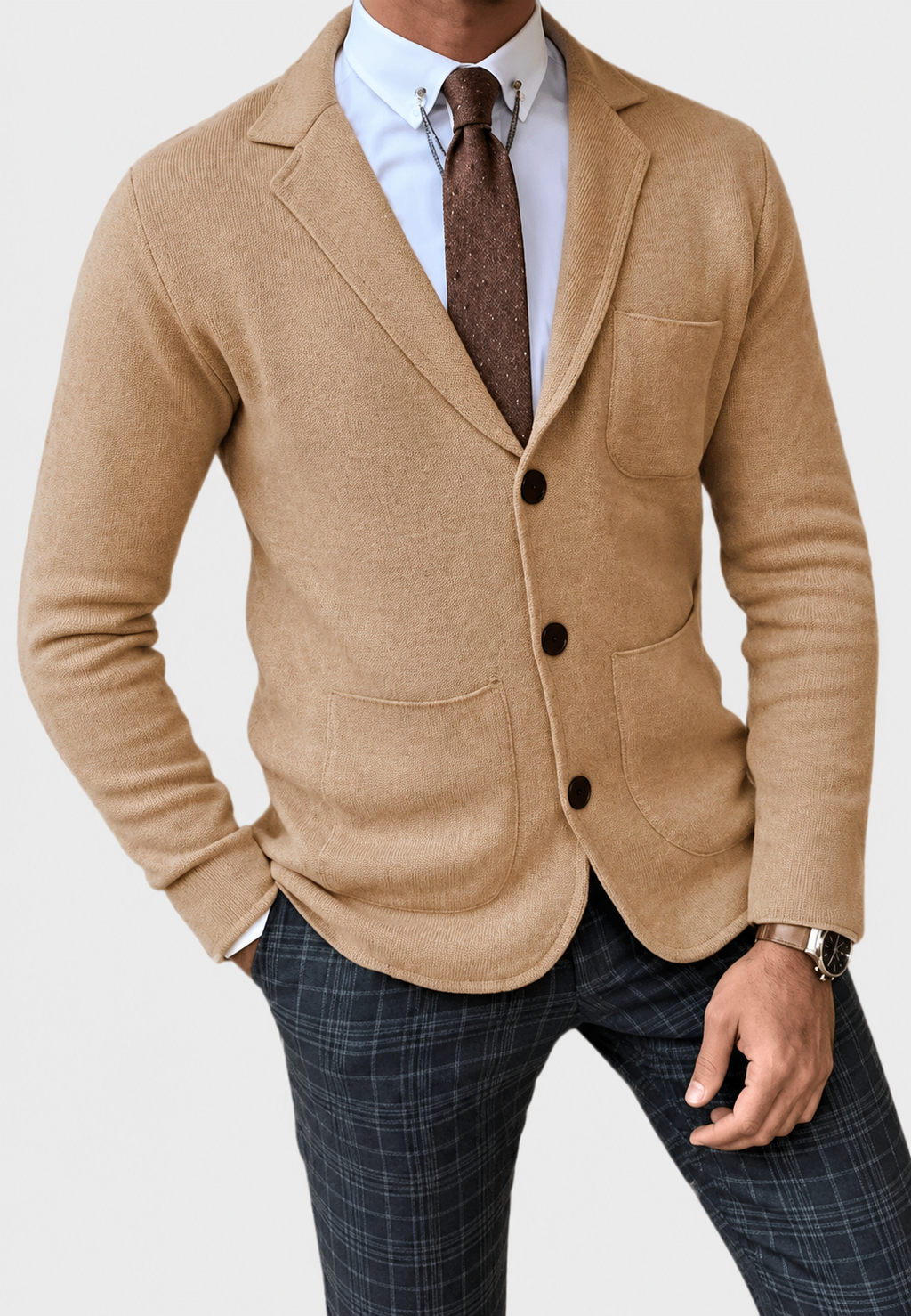 Blazer punto hombre solapas tres botones cómodo alternativa americana otoño - Sverre