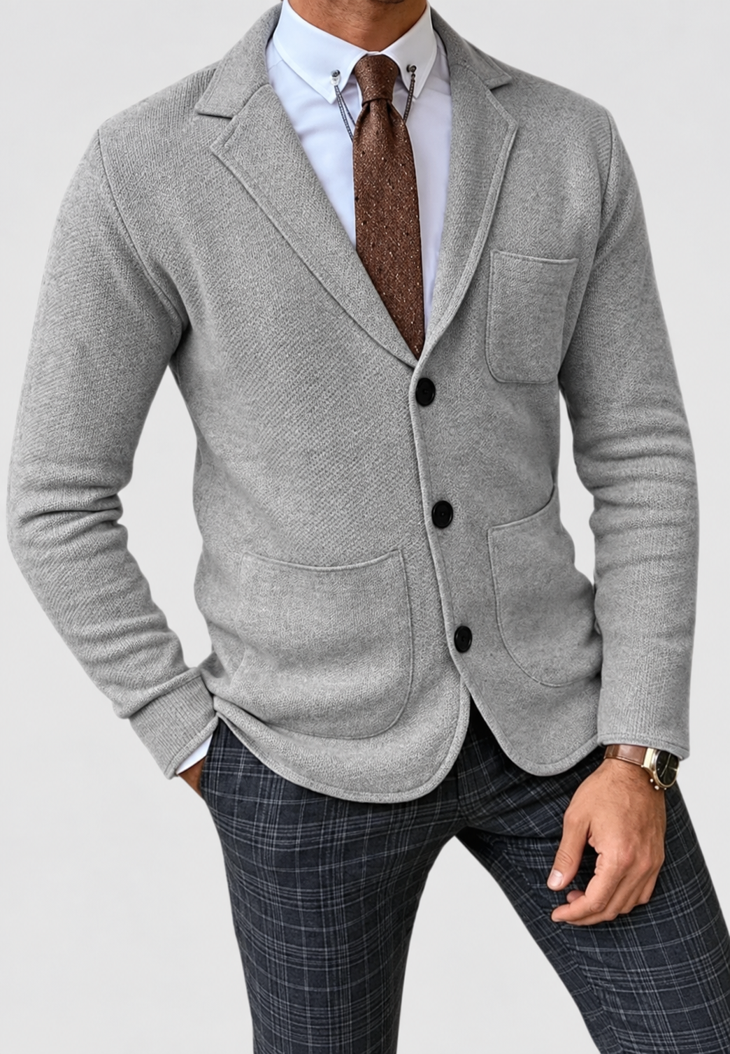 Blazer punto hombre solapas tres botones cómodo alternativa americana otoño - Sverre