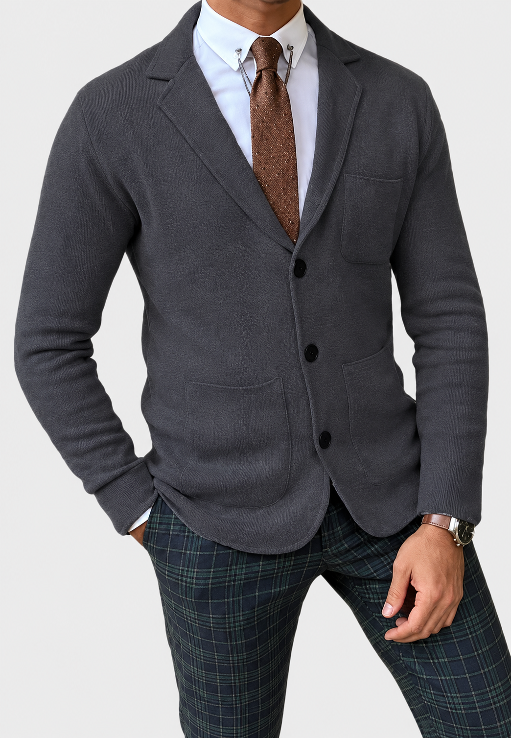 Blazer punto hombre solapas tres botones cómodo alternativa americana otoño - Sverre