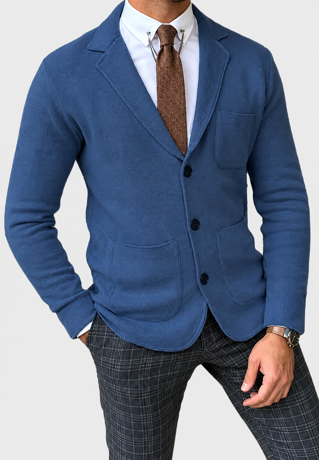 Blazer punto hombre solapas tres botones cómodo alternativa americana otoño - Sverre