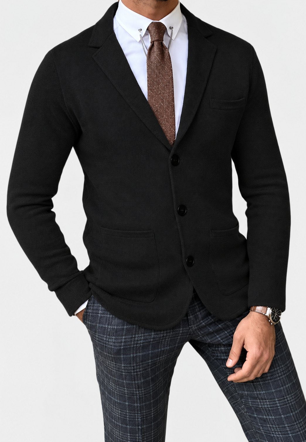 Blazer punto hombre solapas tres botones cómodo alternativa americana otoño - Sverre