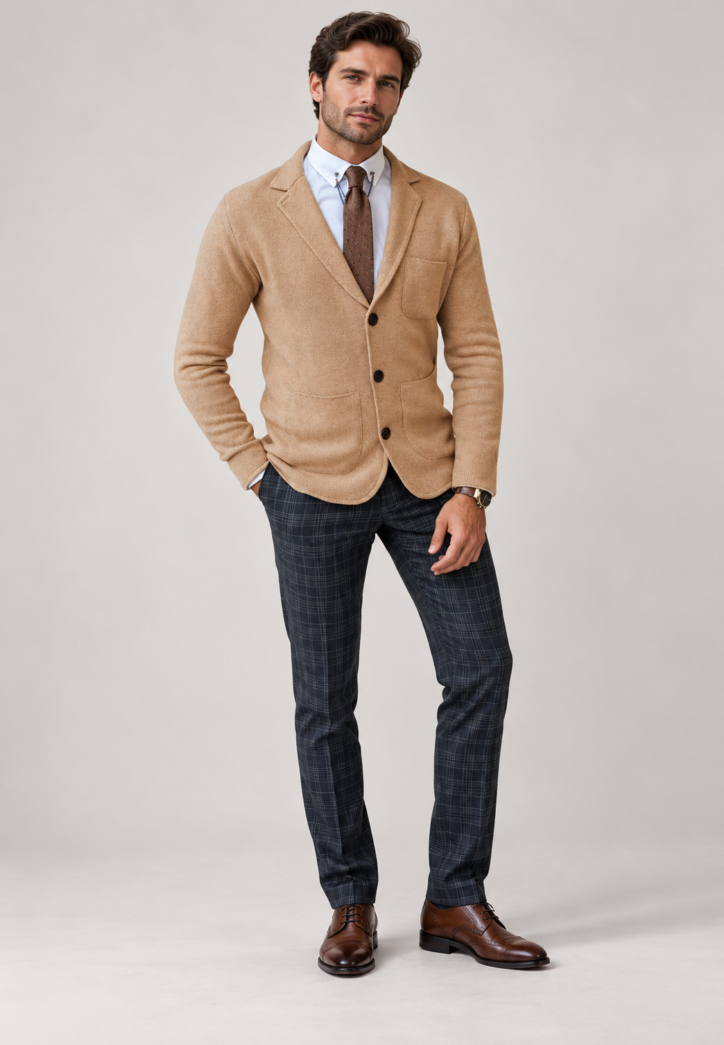 Blazer punto hombre solapas tres botones cómodo alternativa americana otoño - Sverre