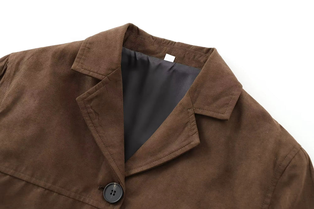Blazer efecto ante mujer corte recto solapas botones bolsillos casual elegante - Sarah