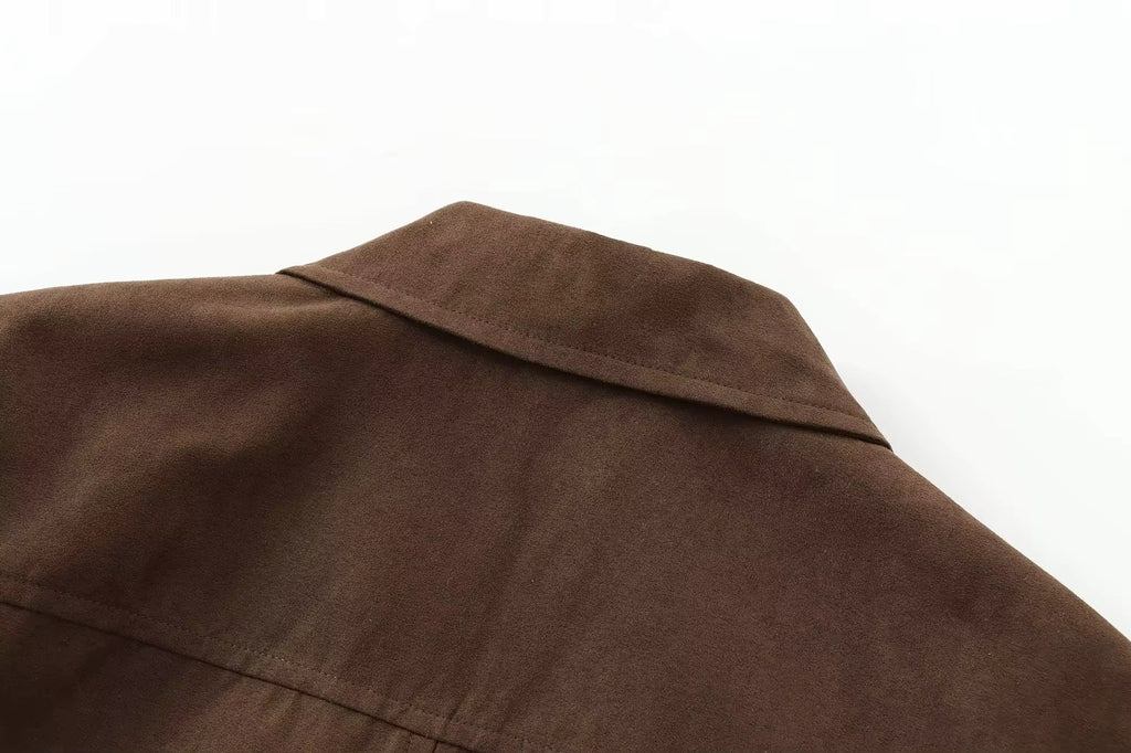 Blazer efecto ante mujer corte recto solapas botones bolsillos casual elegante - Sarah