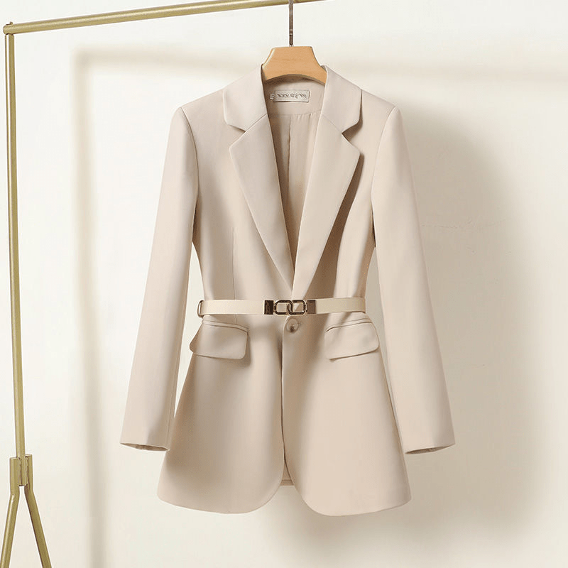 Blazer entallada mujer cinturón fino hebilla solapas bolsillos solapa sastre - Mila