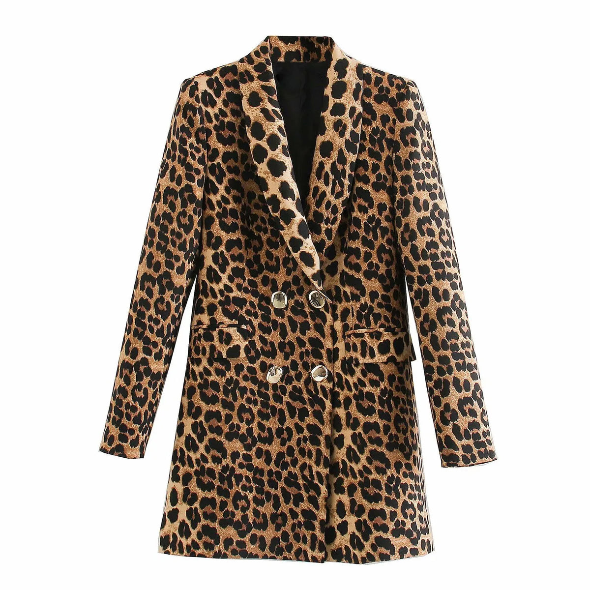 Blazer largo mujer estampado leopardo solapas sastre otoño invierno - Luise