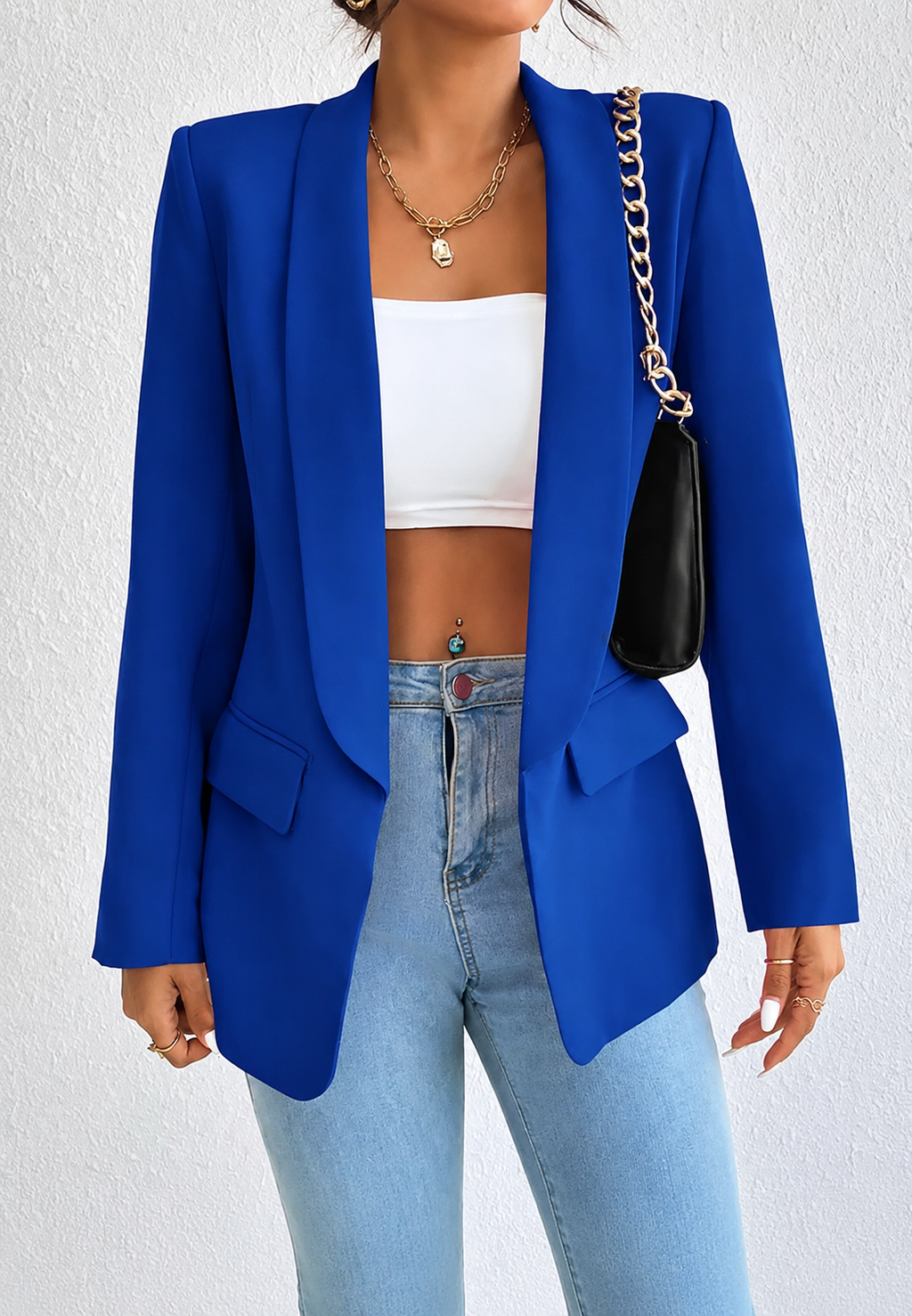 Blazer mujer corte recto solapas bolsillos solapa manga larga casual elegante - Nora