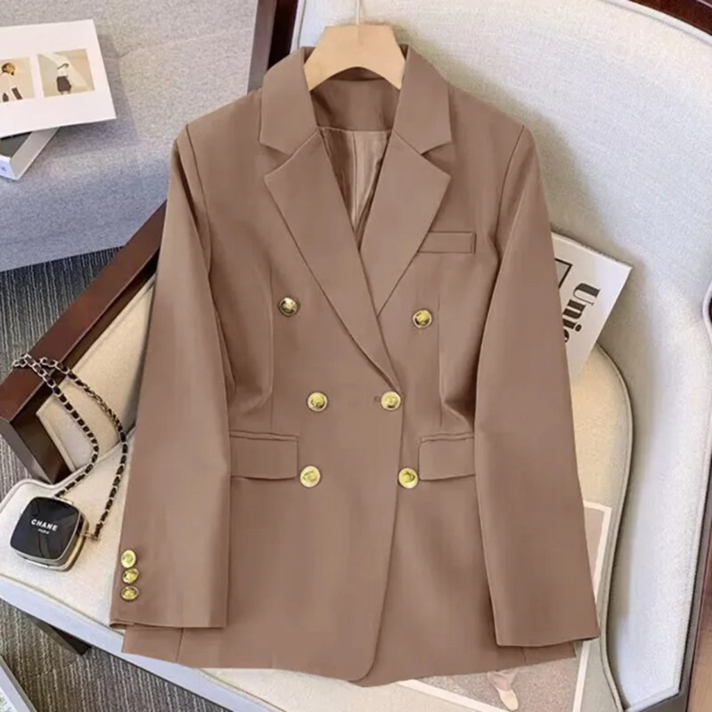Blazer mujer doble botonadura botones metálicos solapas muesca clásica - Britta