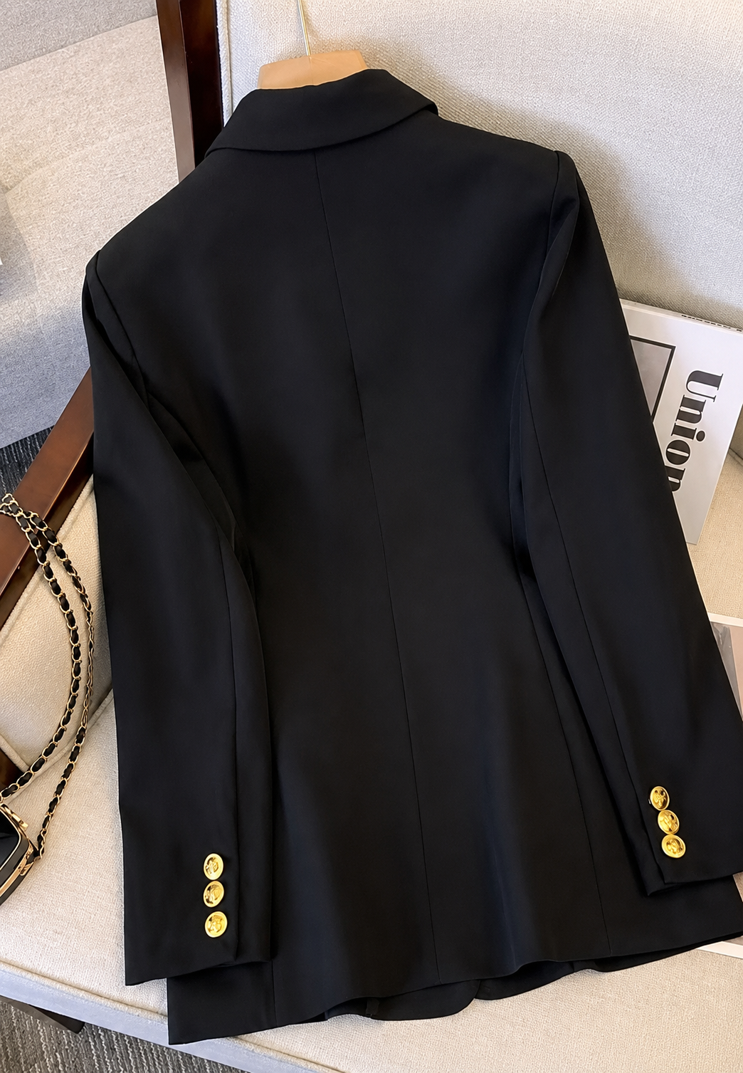 Blazer mujer doble botonadura botones metálicos solapas muesca clásica - Britta