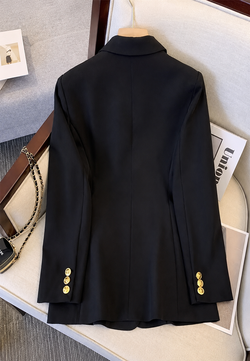 Blazer mujer doble botonadura botones metálicos solapas muesca clásica - Britta
