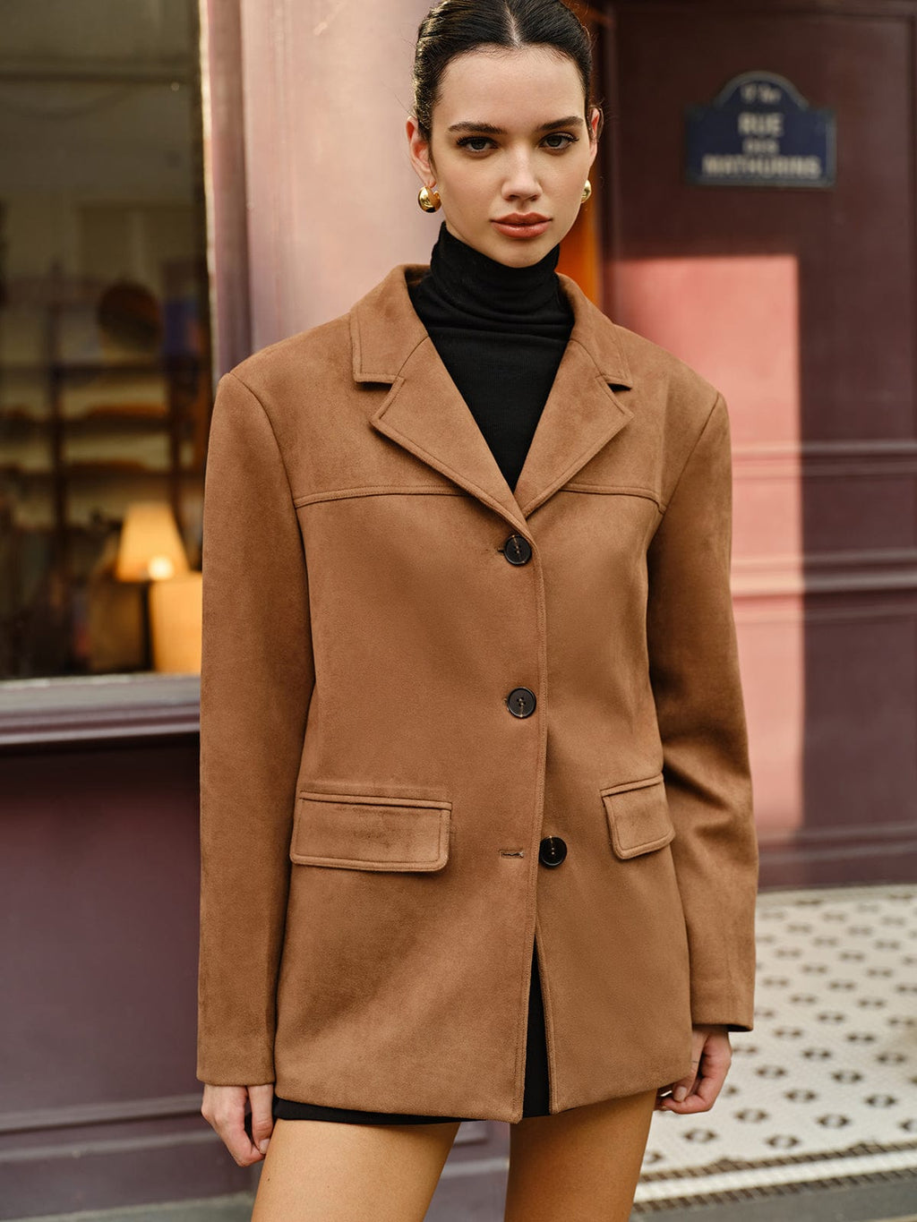 Blazer mujer efecto ante corte recto solapas muesca dos botones bolsillos - Silke