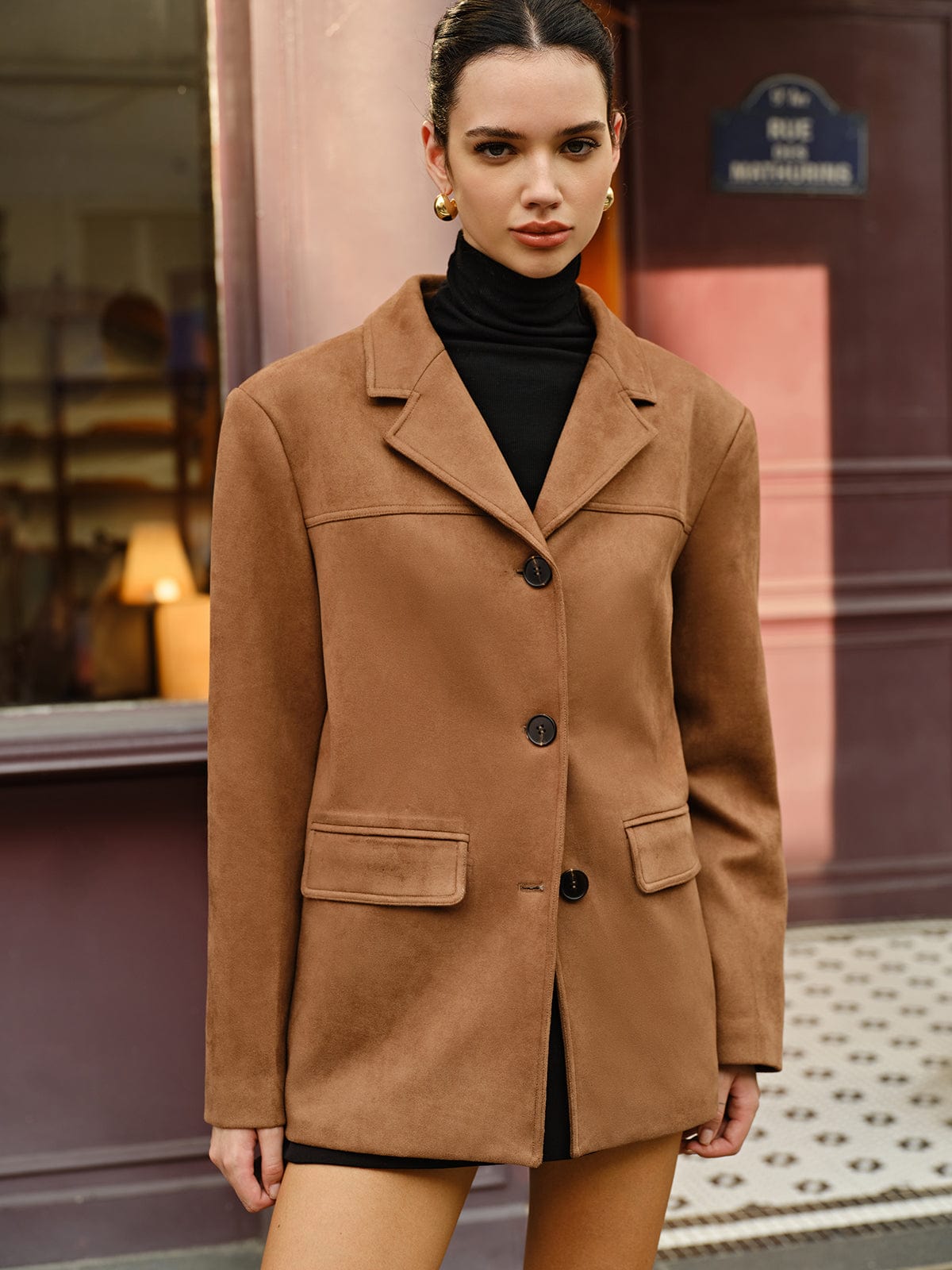 Blazer mujer efecto ante corte recto solapas muesca dos botones bolsillos - Silke