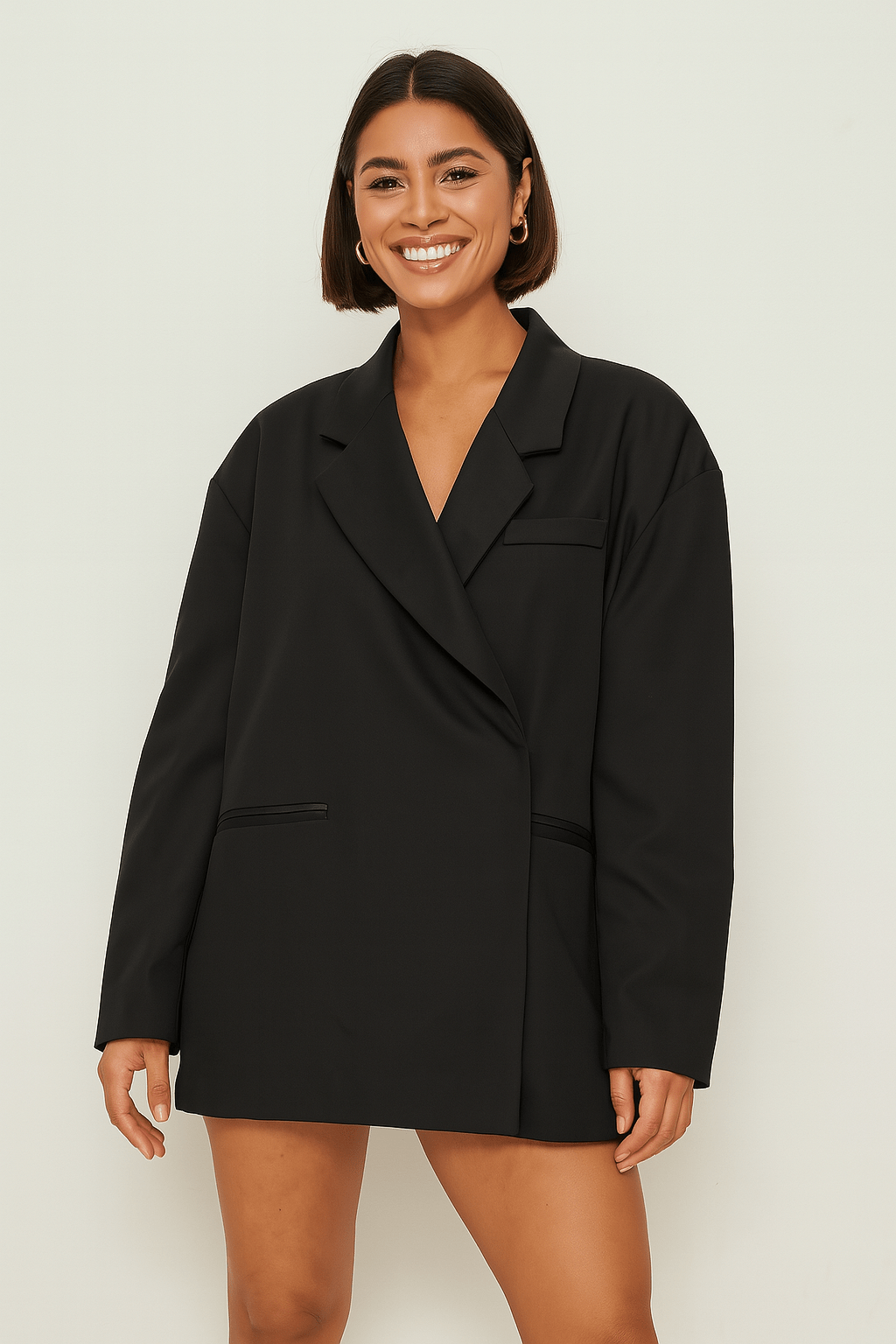 Blazer oversize mujer solapas muesca bolsillos vivo manga larga sastre - Maja