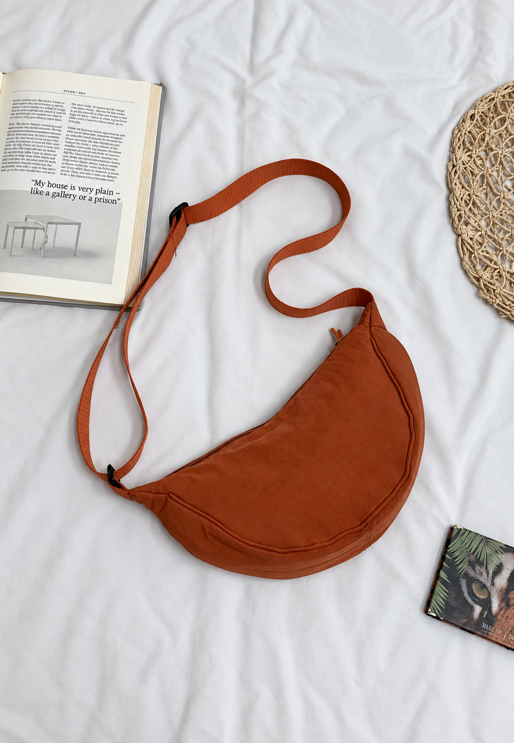 Bolso bandolera mujer nylon media luna correa ajustable compacto casual - Nerea